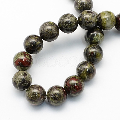 Round Natural Dragon Blood Jasper Beads Strands G-S173-12mm-1