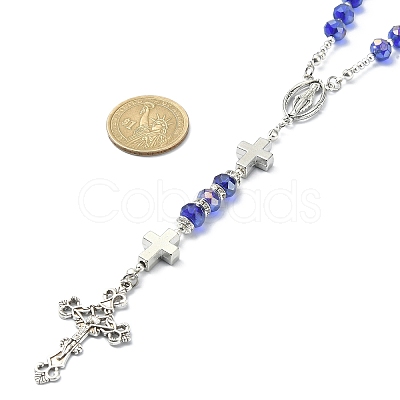 Glass Rosary Bead Necklaces NJEW-TA00080-1