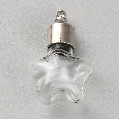 Clear Glass Bottle Pendants GLAA-WH0035-33A-1