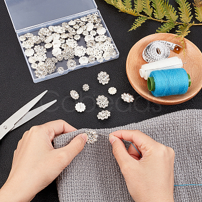 AHADERMAKER 80Pcs 4 Style Alloy Rhinestone Shank Buttons DIY-GA0003-58-1