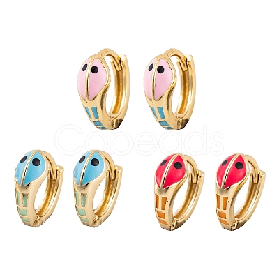 Snake Brass Enamel Hoop Earrings for Women EJEW-E309-01G-1