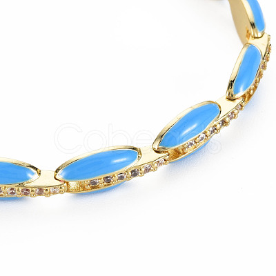 Brass Micro Pave Cubic Zirconia Link Chain Bracelet for Women BJEW-T020-05G-02-1