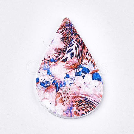 Printed Wooden Big Pendants WOOD-S051-06E-1