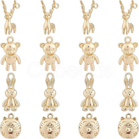 SUPERFINDINGS 16Ppcs 4 Style Rack Plating Brass Pendants KK-FH0003-92-1