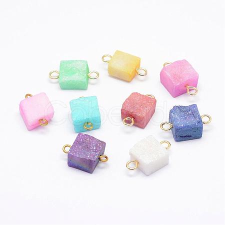 Electroplated Natural Druzy Agate Links Connectors G-G656-05-1