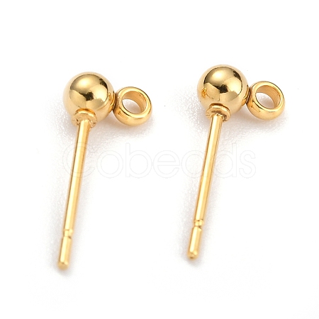 304 Stainless Steel Ball Post Stud Earring Findings STAS-Z035-01G-E-1