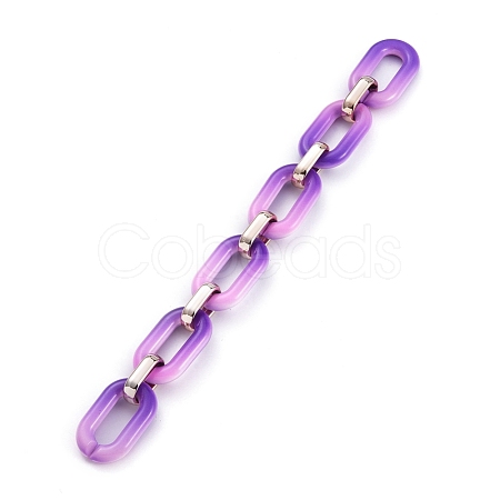 Handmade Two Tone Opaque Acrylic Cable Chains AJEW-JB00635-05-1