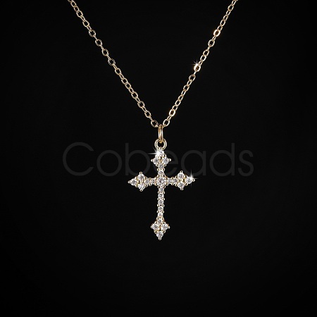 Cubic Zirconia Cross Pendant Necklace ZV5438-1-1
