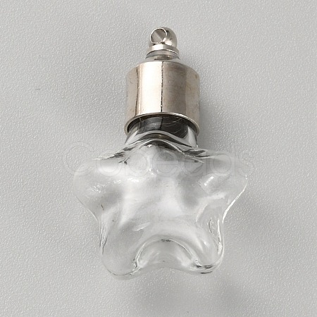Clear Glass Bottle Pendants GLAA-WH0035-33A-1
