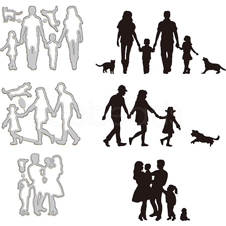 Family Theme Carbon Steel Cutting Dies Stencils DIY-WH0309-1516-1