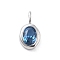 925 Sterling Silver Cubic Zirconia Oval Charms, Birthstone Charms with 925 Stamp, Silver Color Plated, Steel Blue, 14.5x8x3mm, Hole: 3.5x2mm