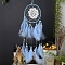 Forest Style Woven Net/Web with Feather with Iron Home Crafts Wall Hanging Decoration, Flower, Light Sky Blue, 550mm