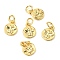 Brass Charms, with Jump Rings, Flat Round with Bees, Golden, 10x8x1.5mm, Hole: 3mm