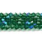 Transparent Electroplate Glass Beads Strands, AB Color Plated, Faceted, Bicone, Teal, 4x4mm, Hole: 0.8mm, about 82~85pcs/strand, 12.01~12.2 inch(30.5~31cm)