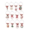 Christmas Alloy Enamel Wine Glass Charms, with Plastic Imitation Pearl Round Beads and Brass Wine Glass Charms Ring, Mixed Shapes, 50mm, 12pcs/set