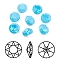 Pointed Back & Back Plated K9 Glass Rhinestone Cabochons, Grade A, Faceted, Flat Round, Caribbean Blue Opal, 8x4.5mm