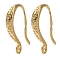 Brass Earring Hooks, Cadmium Free & Lead Free, Real 24K Gold Plated, 15x9x2.5mm, Hole: 1.4mm, Pin: 0.8mm