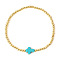 Brass Bead Stretch Bracelets for Women, with Plastic Cross, Deep Sky Blue, 6-7/8 inch(17.5cm)