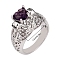 Alloy Rhinestone Wide Band Rings, Purple Velvet, US Size 9(18.9mm)