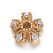 Brass Micro Pave Cubic Zirconia Bead Cap, 5-Petal, Flower, Clear, Golden, 8x8x3mm, Hole: 1.4mm