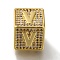 Brass Cubic Zirconia Beads, Letter V, Square, Letter V, 9.5x9.5x9.5mm, Hole: 6mm