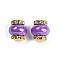 Brass Beads, with Rhinestone & Resin, Golden, Dark Orchid, 14.5x13.5mm, Hole: 3.5mm