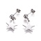 Tarnish Resistant 304 Stainless Steel Dangle Stud Earrings, Hypoallergenic Earrings, with Ear Nuts/Earring Back, Star, Stainless Steel Color, 22.5mm, Pin: 0.6mm, 6pairs/card