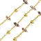 Handmade Faceted Natural Amethyst Beaded Chains, Soldered, with Spool, Long-Lasting Plated, Real 18K Gold Plated, Lead Free & Cadmium Free, Links: 9.5x2.5~3mm, Beads: 4mm