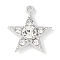 Rack Plating Alloy Pendants, with Rhinestone, Cadmium Free & Nickel Free & Lead Free, Star, Platinum, 19x17x4.5mm, Hole: 1.6mm