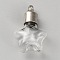 Clear Glass Bottle Pendants, with Platinum Brass Finding, Star, 32.5x20.5x12.5mm, Hole: 1.8mm