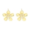 Brass Pave Clear Cubic Zirconia Stud Earring Findings, with Loop, Flower, Real 14K Gold Plated, Tray: 1.8mm, 18x18mm, Hole: 1.2mm, Pin: 0.5mm