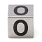 Tarnish Resistant 201 Stainless Steel European Beads, Large Hole Beads, Cube with English Letter, Stainless Steel Color, Letter O, 7x7x7mm, Hole: 5mm