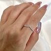 Rhodium Plated 925 Sterling Silver Micro Pave Cubic Zirconia Finger Ring for Women RJEW-F150-15B-01P-2