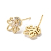 Brass with Clear Cubic Zirconia Stud Earrings EJEW-B035-08KCG-2