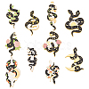 BENECREAT 9Pcs 9 Style Snake Enamel Pin JEWB-BC0001-08-1