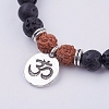 Yoga Theme Lava Rock Bodhi Wood Beads Stretch Charm Bracelets BJEW-L620-02A-2