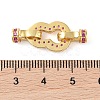 Rack Plating Brass Micro Pave Clear Cubic Zirconia Fold Over Clasps KK-S384-17G-3