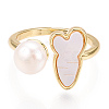 Natural Pearl Open Cuff  Ring with Msilver-Lipped Pearl Oyster PEAR-N022-C09-2