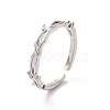 Clear Cubic Zirconia Branch Open Cuff Ring RJEW-H127-31P-1