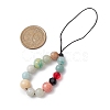 Natural Flower Amazonite with Glass Mobile Straps HJEW-JM02348-3