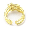Real 18K Gold Plated Brass Micro Pave Clear Cubic Zirconia Open Cuff Rings RJEW-G303-01C-G-3