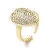 Brass with Cubic Zirconia Open Cuff Rings for Women RJEW-A035-11G-1