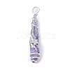 Electroplated Natural Quartz Crystal Dyed Copper Wire Wrapped Pendants PALLOY-JF02327-02-2