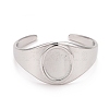 304 Stainless Steel Oval Chunky Open Cuff Ring for Women RJEW-C025-14P-3