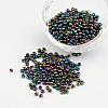8/0 Electroplated Iris Round Glass Seed Beads X-SEED-A009-3mm-603-1