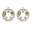 Brass Micro Pave Cubic Zirconia Pendants KK-S359-132C-RS-1