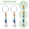 Unicraftale 16Pcs 7 Chakra Natural & Synthetic Gemstone Chips Keychains KEYC-UN0001-17-5