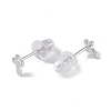 Anti-Tarnish Rhodium Plated Cross 999 Sterling Silver Stud Earrings for Women EJEW-S215-23P-3