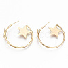 Semicircular Brass Half Hoop Earrings KK-T062-35G-NF-3