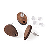 Coconut Brown Wood Stud Earring Findings EJEW-TA0010-06P-16